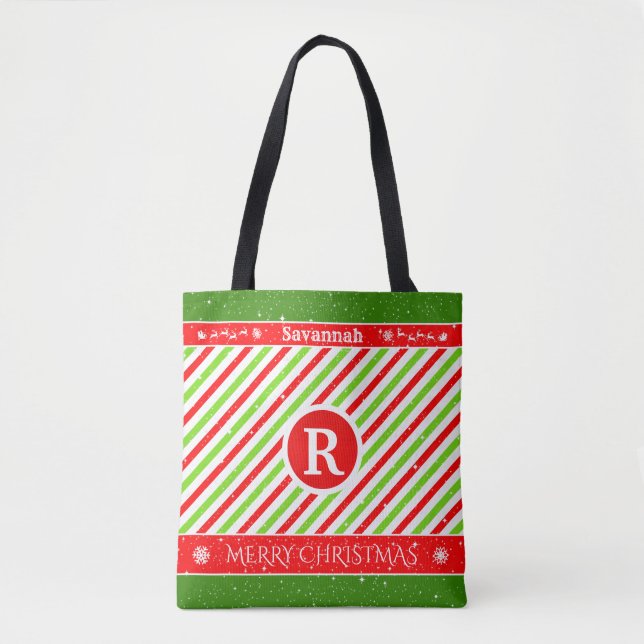 Your Name | Monogram on Christmas Tote Bag (Front)
