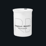 Your Name Monogram Your Title Modern Beverage Pitcher<br><div class="desc">A great design that will reflect your job,  your respect for the job and the effort you put into it. A unique opportunity to express your personality and working mentality to your customers.</div>