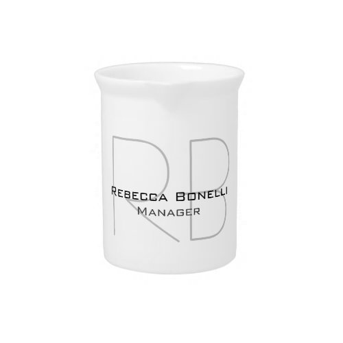 Your Name Monogram Your Title Modern Beverage Pitcher