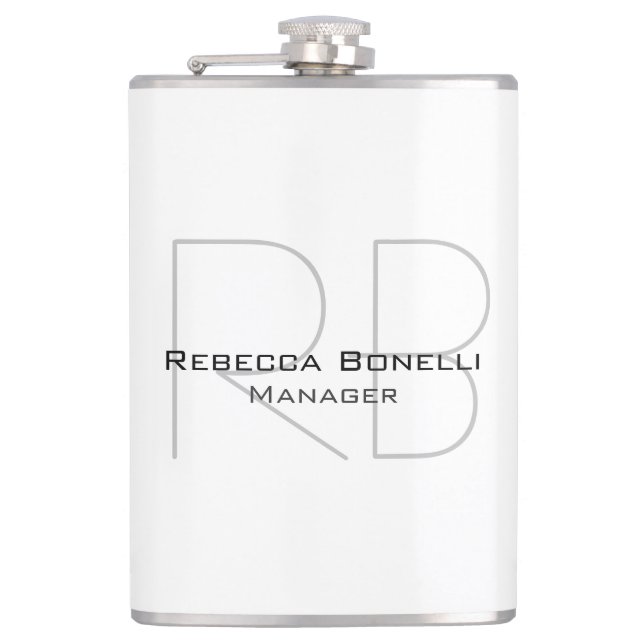 Your Name Monogram Your Title Modern Flask (Front)