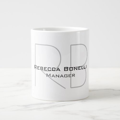 Your Name Monogram Your Title Modern Giant Coffee Mug