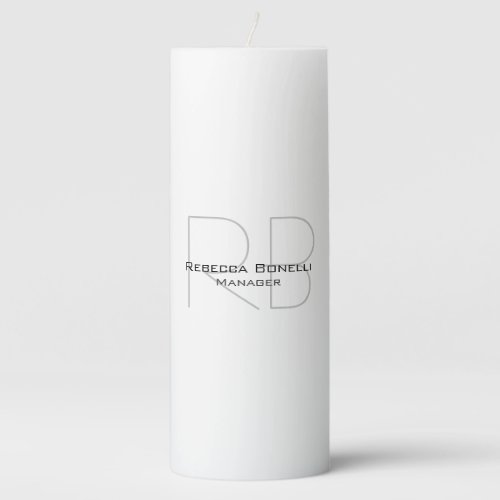 Your Name Monogram Your Title Modern Pillar Candle