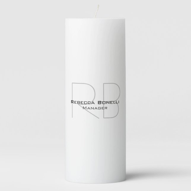Your Name Monogram Your Title Modern Pillar Candle (Front)
