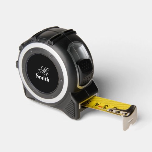 Your Name Mr Smith White Typography Black Tape Measure