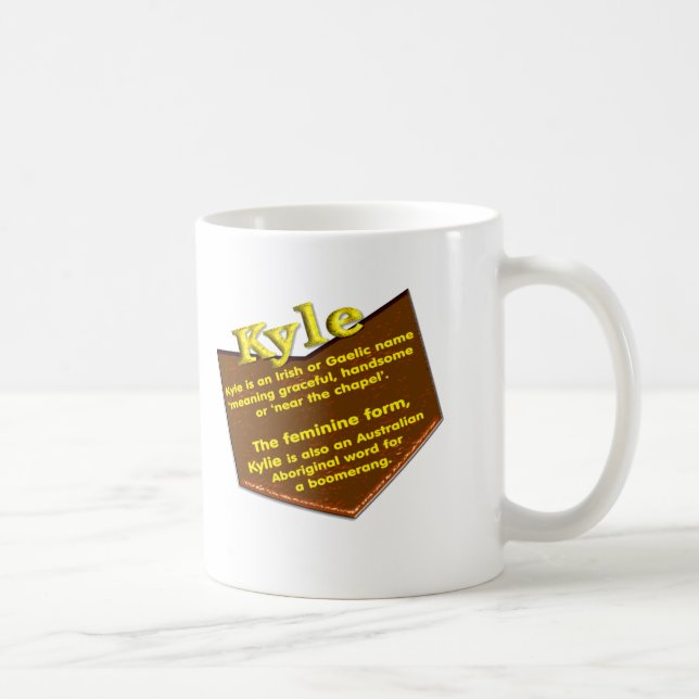 Your name mug, origin and meaning: Kyle Coffee Mug (Right)