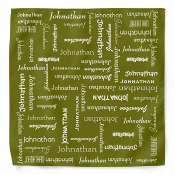Your Name Multiple Times Personalized Green Bandana by MarceeJean at Zazzle