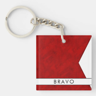 Your Name + Nautical Signal Flag B Bravo Keychain