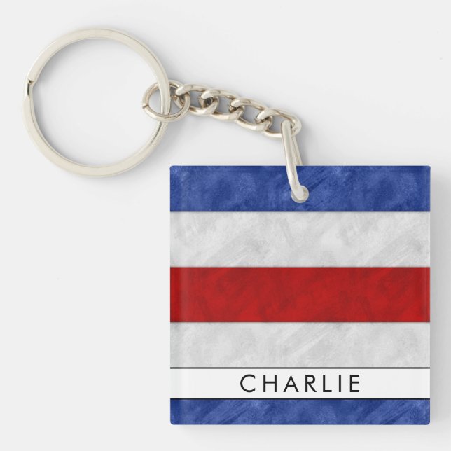 Your Name + Nautical Signal Flag C Charlie Keychain (Front)