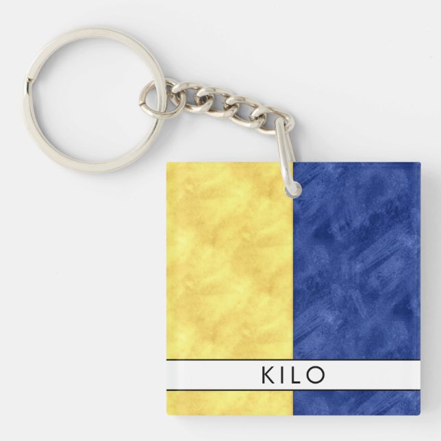 Your Name + Nautical Signal Flag K Kilo Keychain (Front)