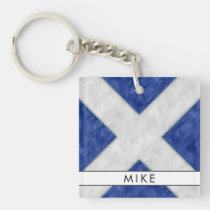 Your Name + Nautical Signal Flag M Mike Keychain