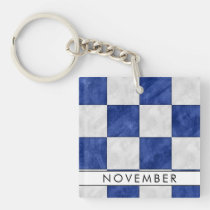 Your Name + Nautical Signal Flag N November Keychain