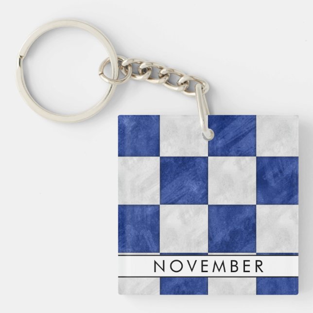 Your Name + Nautical Signal Flag N November Keychain (Front)