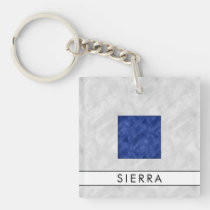 Your Name + Nautical Signal Flag S Sierra Keychain