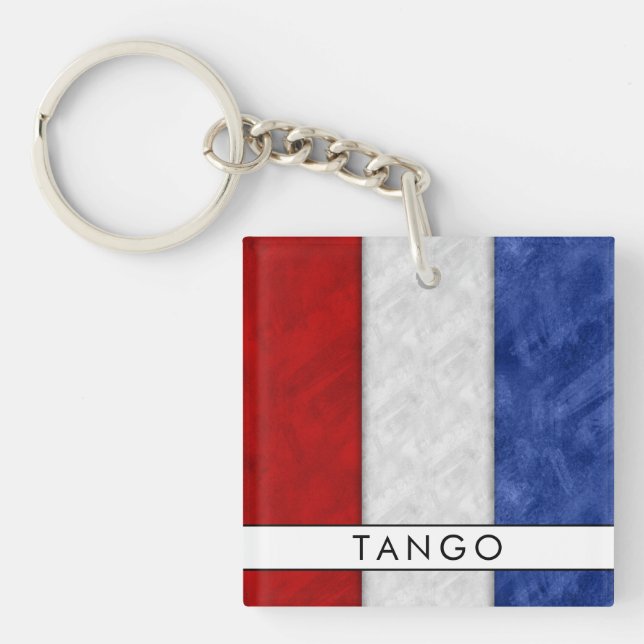 Your Name + Nautical Signal Flag T Tango Keychain (Front)