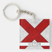 Your Name + Nautical Signal Flag V Victor Keychain