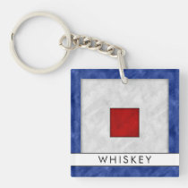 Your Name + Nautical Signal Flag W Whiskey Keychain