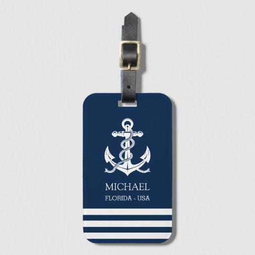 Your name navy style luggage tag