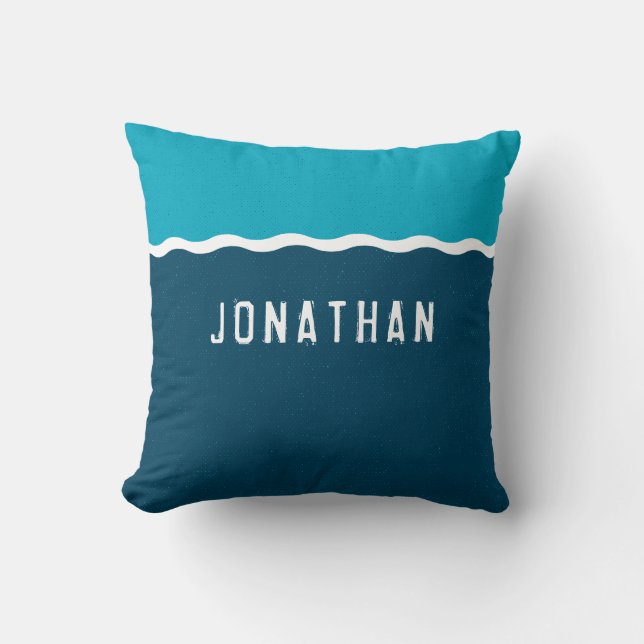 Your Name Ocean Waves Throw Pillow (Front)