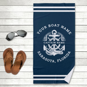 Your Name of Boat Anchor Beach Towel