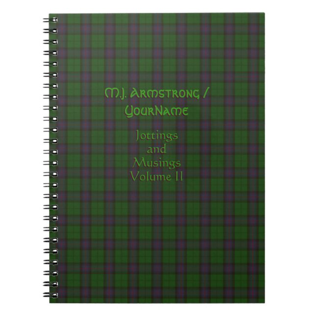 Your name on Armstrong Clan tartan Notebook (Front)