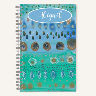 Your name on beautiful watercolour abstract art notebook