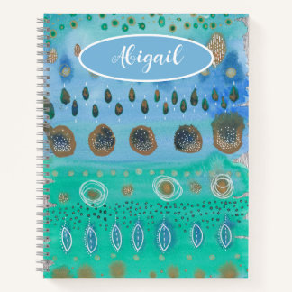 Your name on beautiful watercolour abstract art notebook