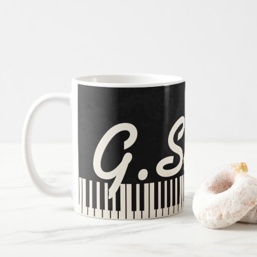 Your Name on Black and White Piano Keyboard Coffee Mug