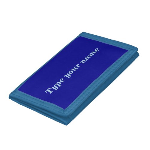 Your Name on Blue Trifold Nylon Wallet