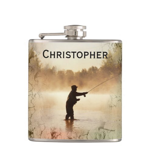 Your Name on Gone Fishing Flask