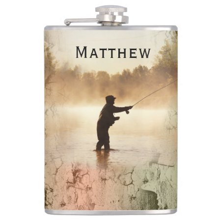 Your Name On Gone Fishing Flask