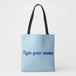 Your Name on Light Blue Tote Bag