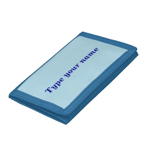Your Name on Light Blue Trifold Nylon Wallet