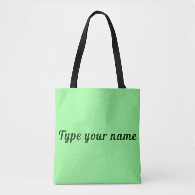 Your Name on Light Green Tote Bag (Front)