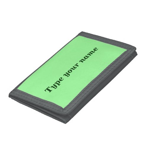 Your Name on Light Green Trifold Nylon Wallet