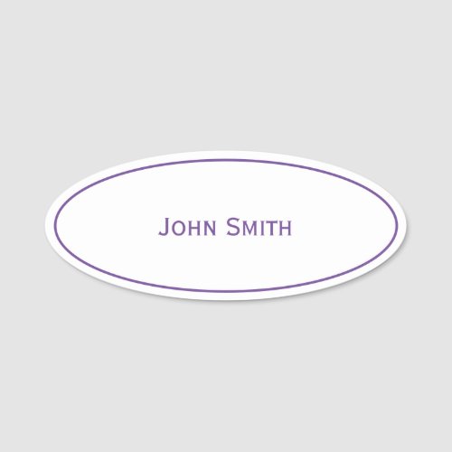 Your Name on Modern Minimalist  Purple and White Name Tag
