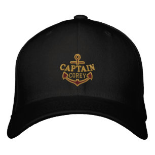 Your Name on Nautical Anchor Embroidery Captain Embroidered Baseball Cap