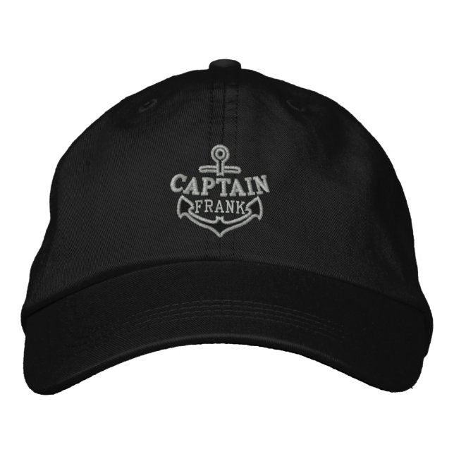 Your Name on Nautical Anchor Embroidery Captain Embroidered Baseball Cap (Front)