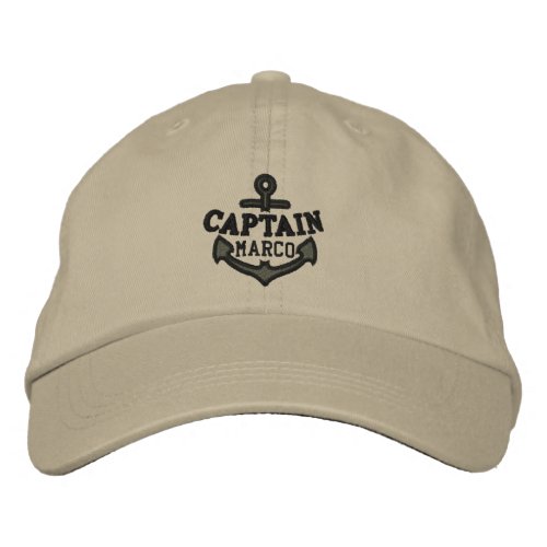 Your Name on Nautical Anchor Embroidery Captain Embroidered Baseball Hat