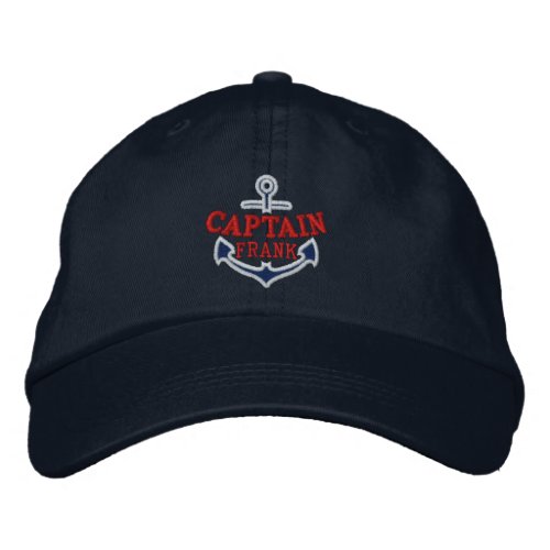 Your Name on Nautical Anchor Embroidery Captain Embroidered Baseball Hat