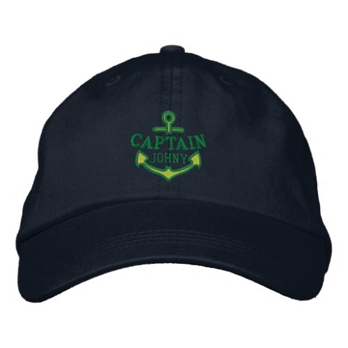 Your Name on Nautical Anchor Embroidery Captain Embroidered Baseball Hat