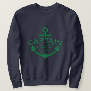 Your Name on Nautical Anchor Embroidery Captain Embroidered Sweatshirt