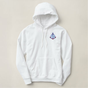 Your Name on Nautical Anchor Embroidery CREW Embroidered Hoodie