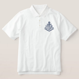 Your Name on Nautical Anchor Embroidery CREW Embroidered Polo Shirt
