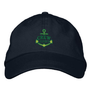 Your Name on Nautical Anchor Embroidery for CREW Embroidered Baseball Hat