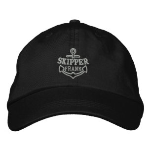 Your Name on Nautical Anchor Embroidery Skipper Embroidered Baseball Cap