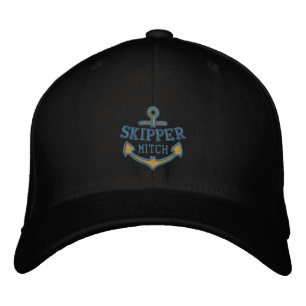 Your Name on Nautical Anchor Embroidery Skipper Embroidered Baseball Hat