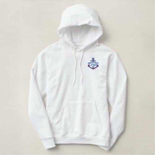 Your Name on Nautical Anchor Embroidery Skipper Embroidered Hoodie