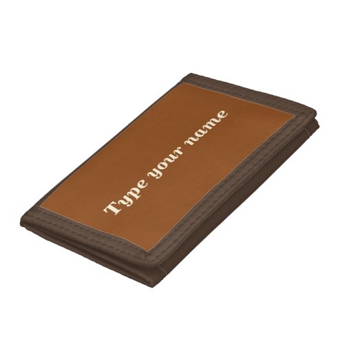 Your Name on Plain Brown Trifold Nylon Wallet