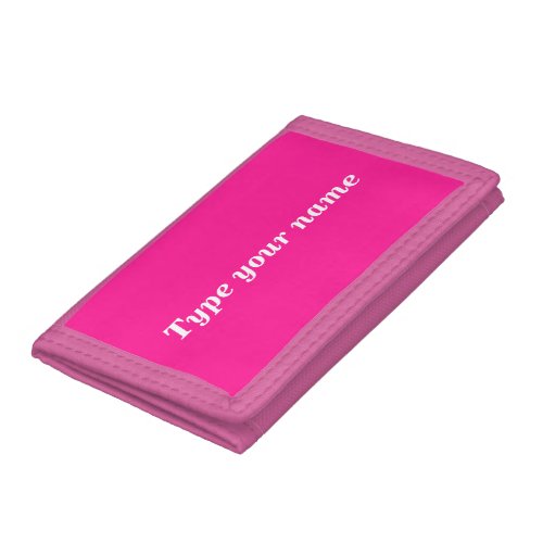 Your Name on Plain Pink Trifold Nylon Wallet