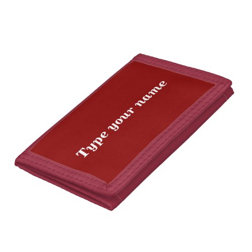 Your Name on Plain Red Trifold Nylon Wallet